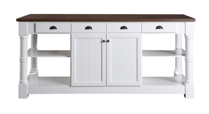 Monterey 80" Kitchen Island in White Cabinet Finish and Wood Countertop - Design Element Bath Kitchen - Kitchen Island - 