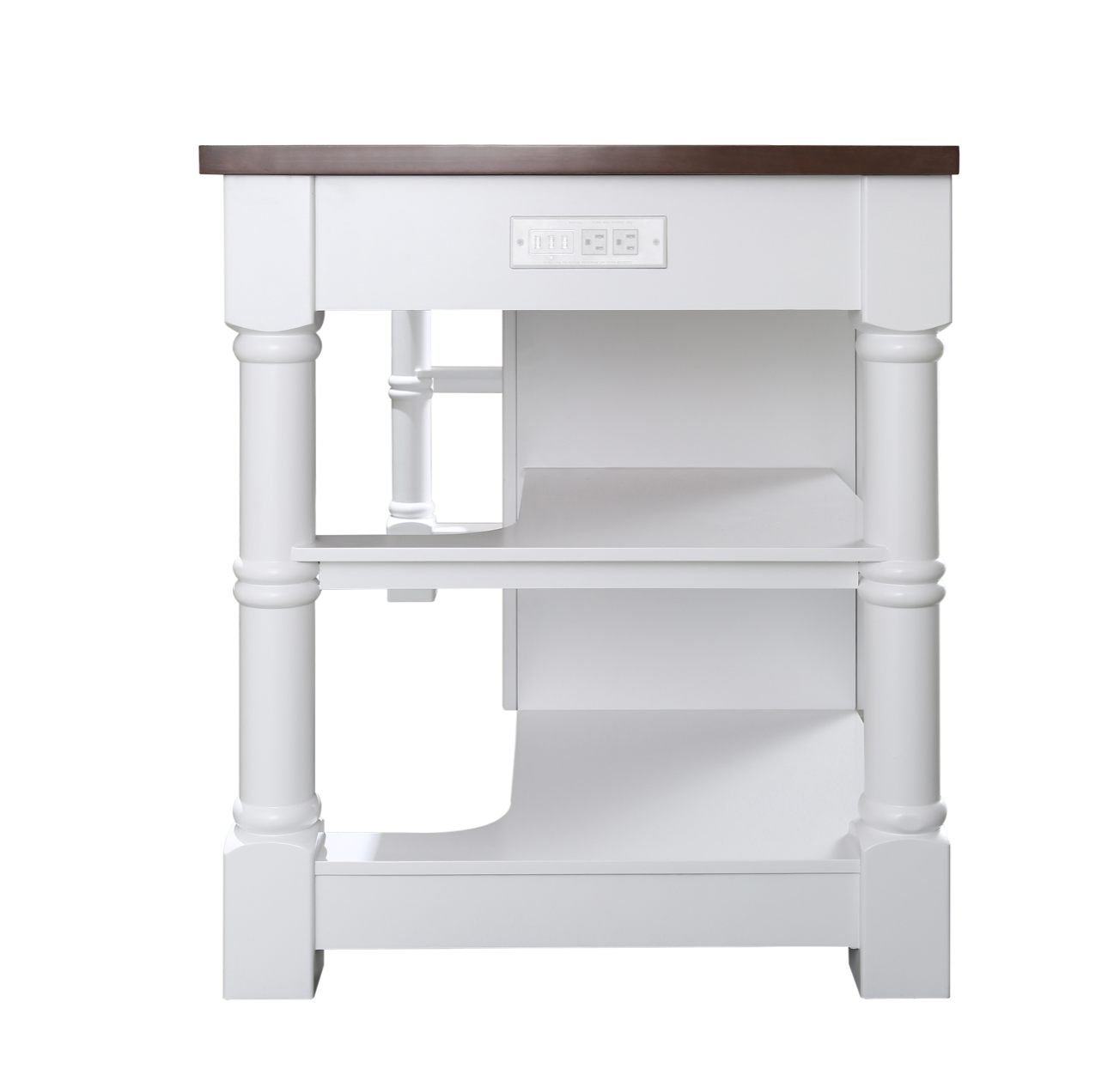 Monterey 80 In. Kitchen Island in White Cabinet Finish and Wood Countertop