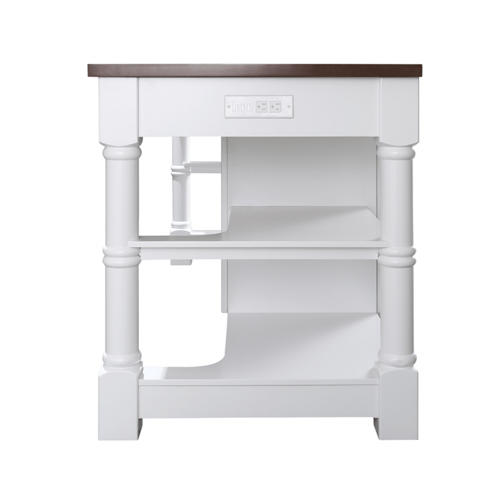 Monterey 80" Kitchen Island in White Cabinet Finish and Wood Countertop - Design Element Bath Kitchen - Kitchen Island - 