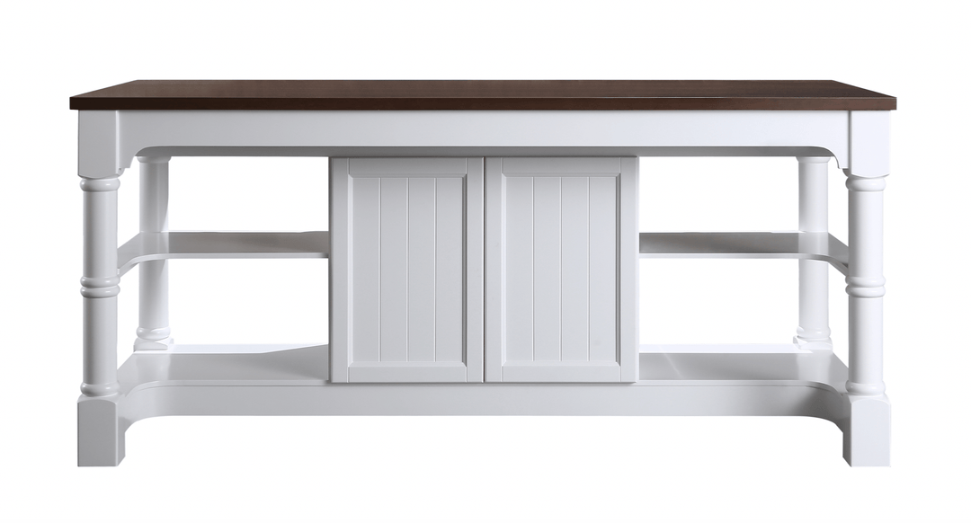 Monterey 80" Kitchen Island in White Cabinet Finish and Wood Countertop - Design Element Bath Kitchen - Kitchen Island - 