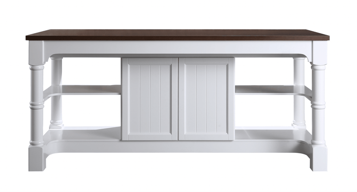 Monterey 80" Kitchen Island in White Cabinet Finish and Wood Countertop - Design Element Bath Kitchen - Kitchen Island - 