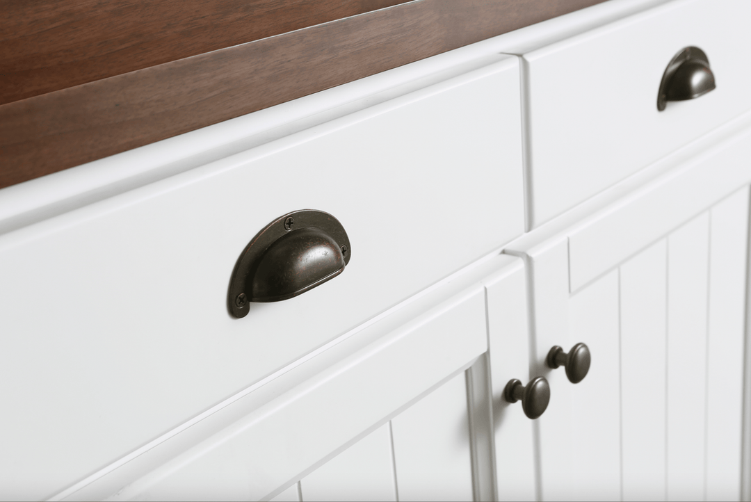 Monterey 80" Kitchen Island in White Cabinet Finish and Wood Countertop - Design Element Bath Kitchen - Kitchen Island - 