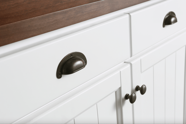 Monterey 80" Kitchen Island in White Cabinet Finish and Wood Countertop - Design Element Bath Kitchen - Kitchen Island - 