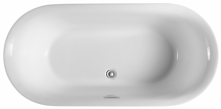 67" Acrylic Oval Double Ended Flatbottom Freestanding Bathtub in Glossy White - Design Element Bath Kitchen - Tub - 
