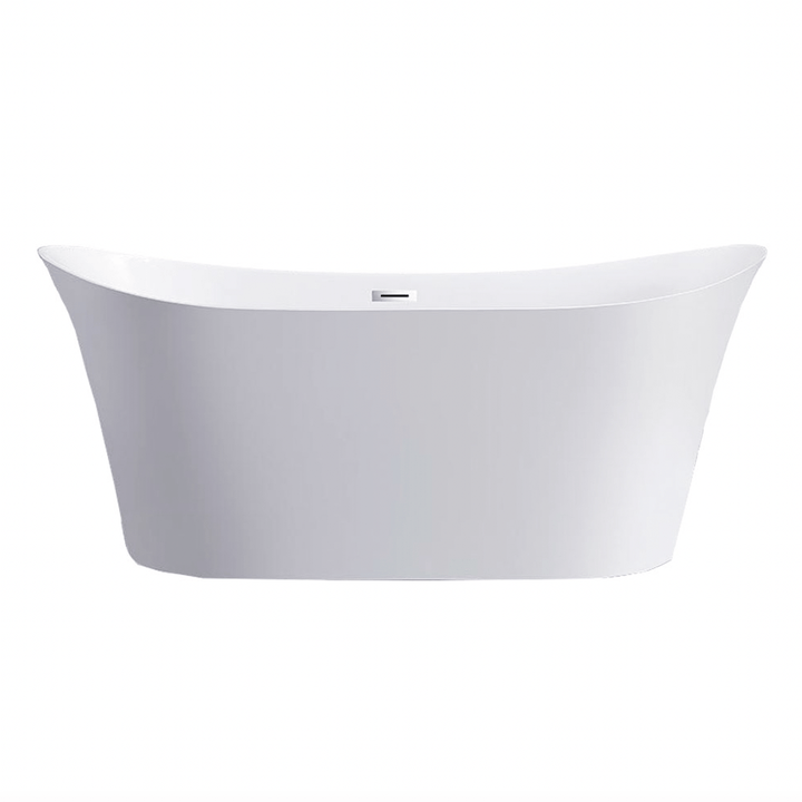 71" Acrylic Center Drain Oval Double Ended Flatbottom Freestanding Bathtub in Glossy White - Design Element Bath Kitchen - Tub - 