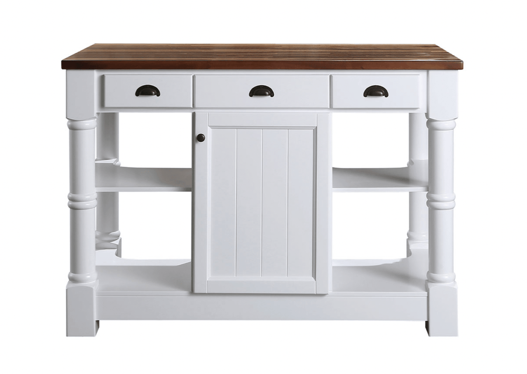 Monterey 52" Kitchen Island - Dark Walnut Finish - White - Design Element Bath Kitchen - Kitchen Island - 