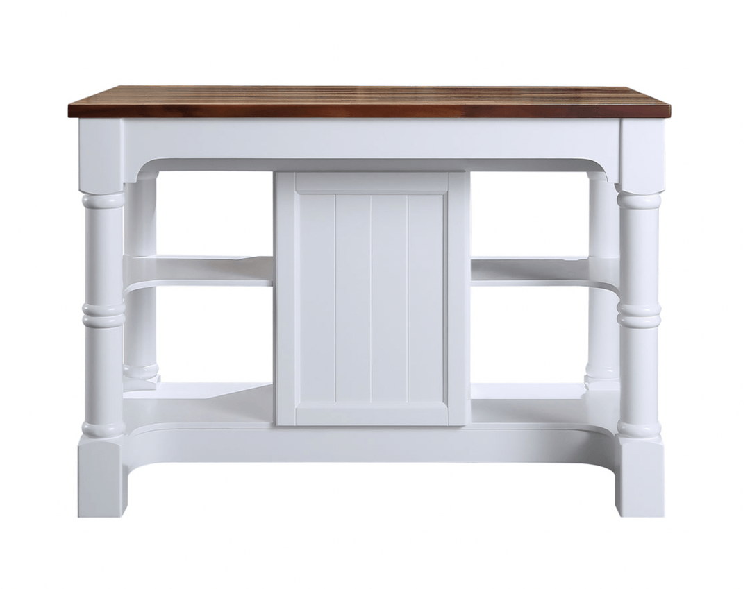 Monterey 52" Kitchen Island - Dark Walnut Finish - White - Design Element Bath Kitchen - Kitchen Island - 