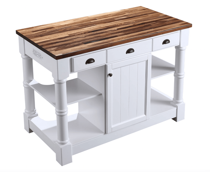 Monterey 52" Kitchen Island - Dark Walnut Finish - White - Design Element Bath Kitchen - Kitchen Island - 