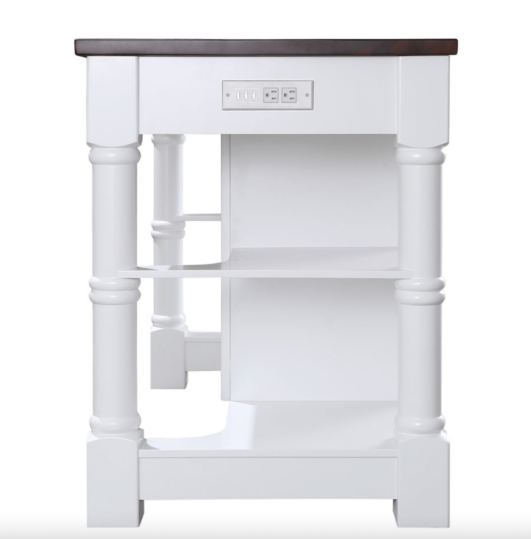 Monterey 52" Kitchen Island - Dark Walnut Finish - White - Design Element Bath Kitchen - Kitchen Island - 