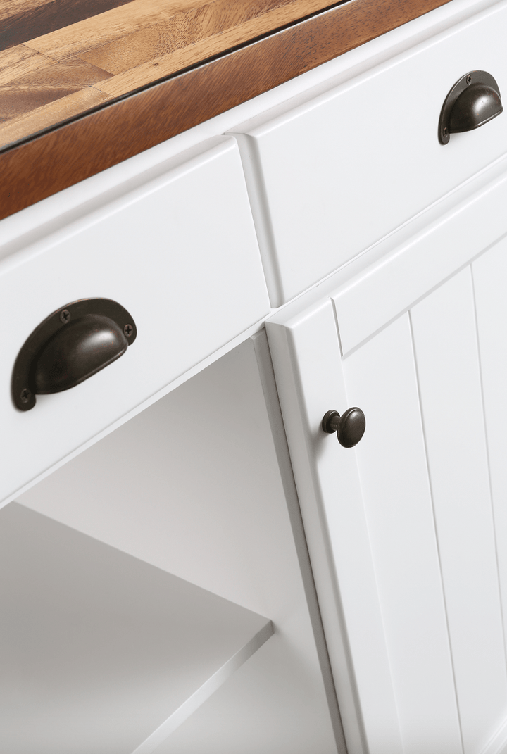 Monterey 52" Kitchen Island - Dark Walnut Finish - White - Design Element Bath Kitchen - Kitchen Island - 
