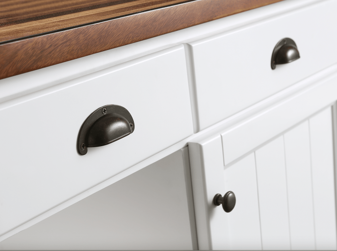Monterey 52" Kitchen Island - Dark Walnut Finish - White - Design Element Bath Kitchen - Kitchen Island - 