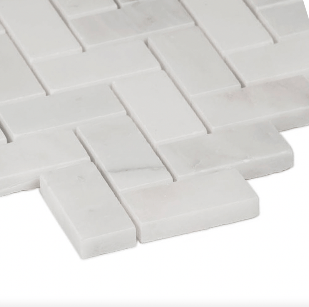 Herringbone 12" x 12" Marble Mosaic Wall Tile - Design Element Bath Kitchen - Tile - 