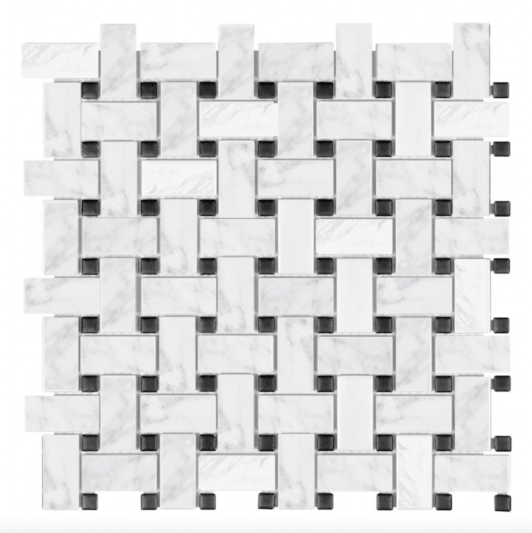 Basketweave 12" x 12" Marble Mosaic Wall Tile - Design Element Bath Kitchen - Tile - 