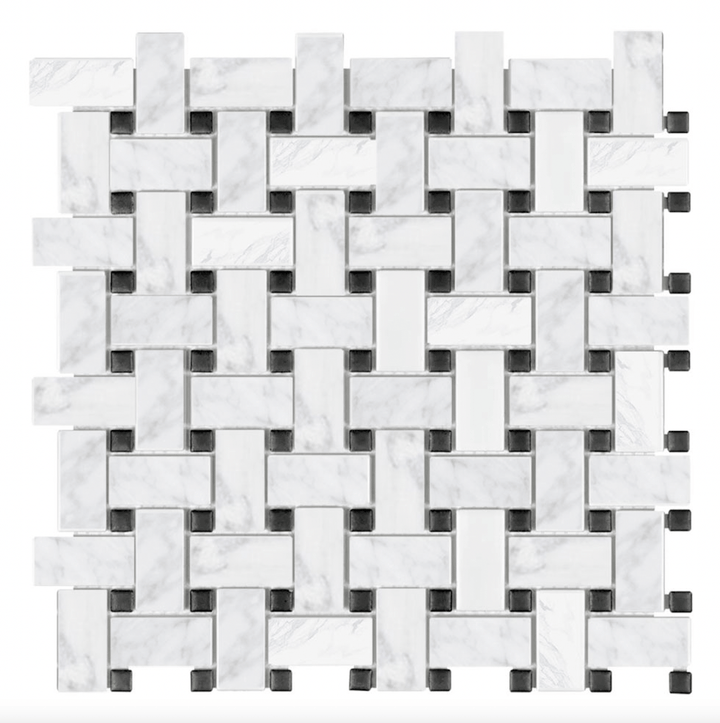 Basketweave 12" x 12" Marble Mosaic Wall Tile - Design Element Bath Kitchen - Tile - 