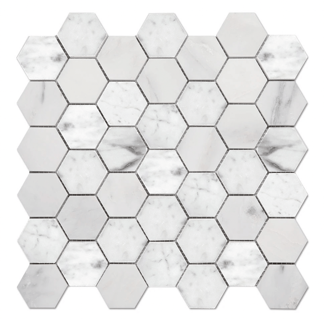 Hexagon 12" x 12" Marble Mosaic Wall Tile - Design Element Bath Kitchen - Tile - 