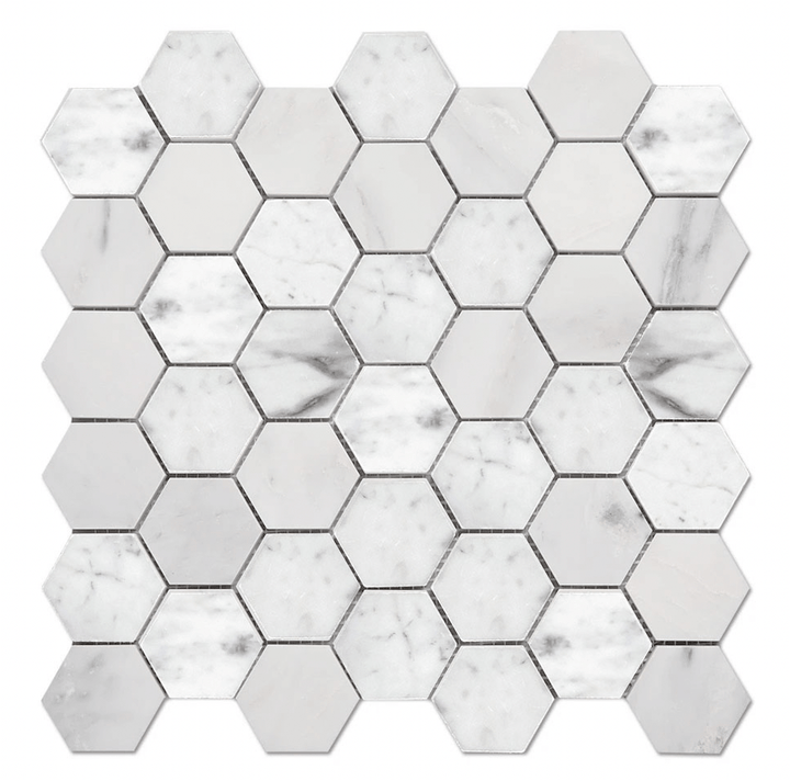 Hexagon 12" x 12" Marble Mosaic Wall Tile - Design Element Bath Kitchen - Tile - 