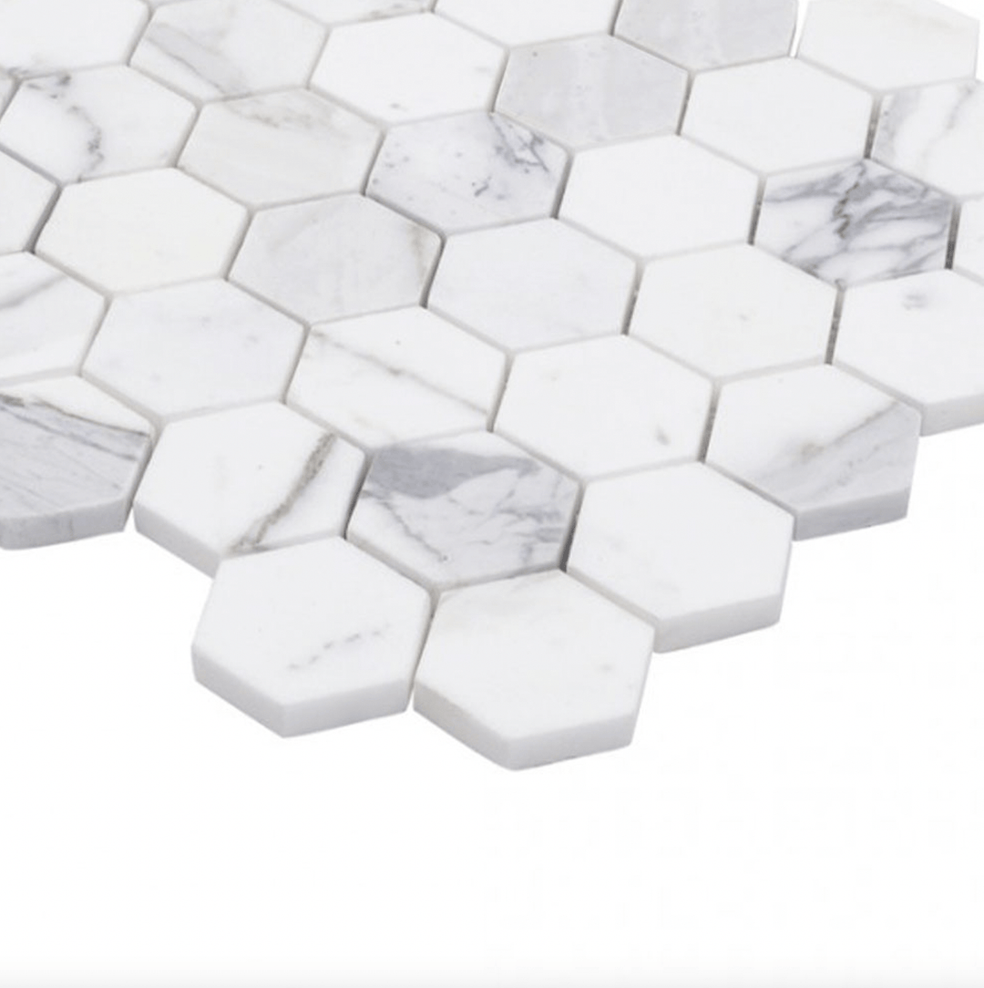 Hexagon 12" x 12" Marble Mosaic Wall Tile - Design Element Bath Kitchen - Tile - 