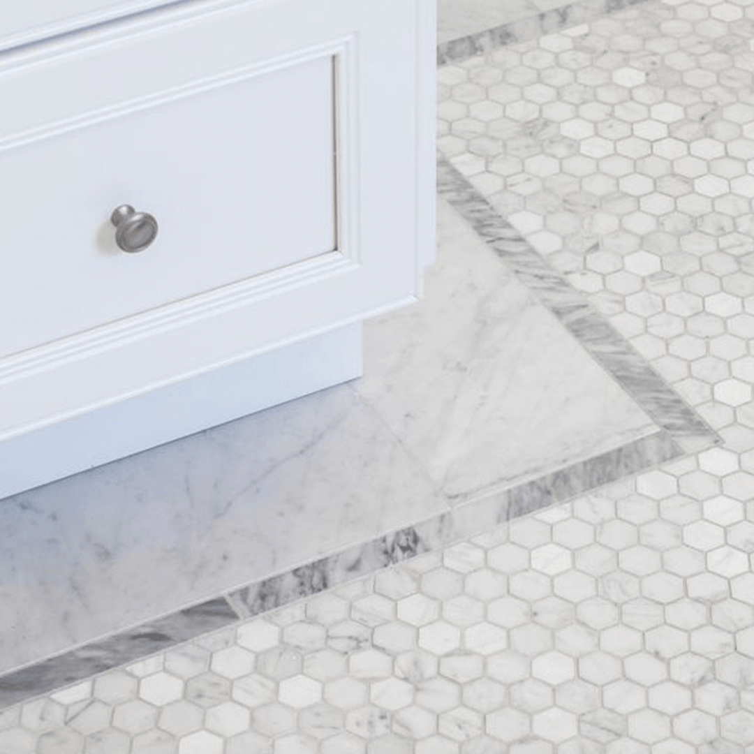 Hexagon 12" x 12" Marble Mosaic Wall Tile - Design Element Bath Kitchen - Tile - 